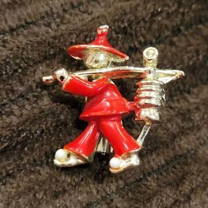 Vintage Asian Man Carrying a Lantern Small Brooch - 1950's MCM Scatter Pin